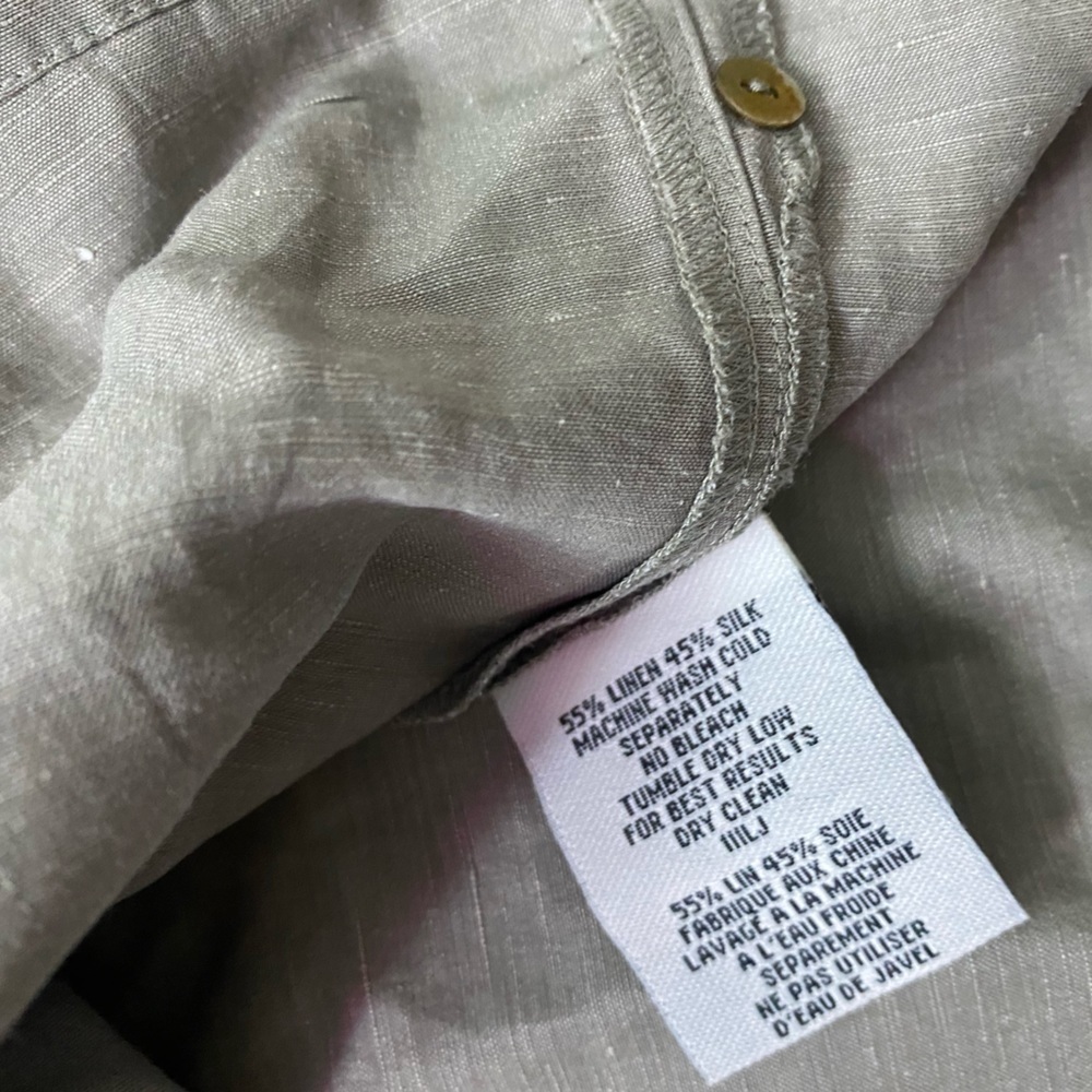 Eileen Fisher - Mandarin collar button down silk linen blouse - Picture 4 of 9